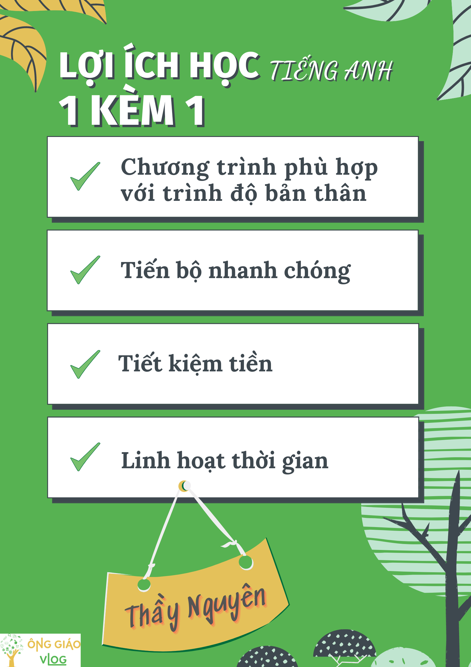 Lợi ích học Tiếng Anh 1 kèm 1 